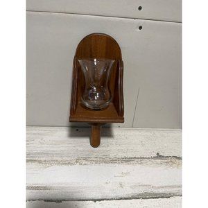 Wooden wall hanging sconce with removable glass for candle